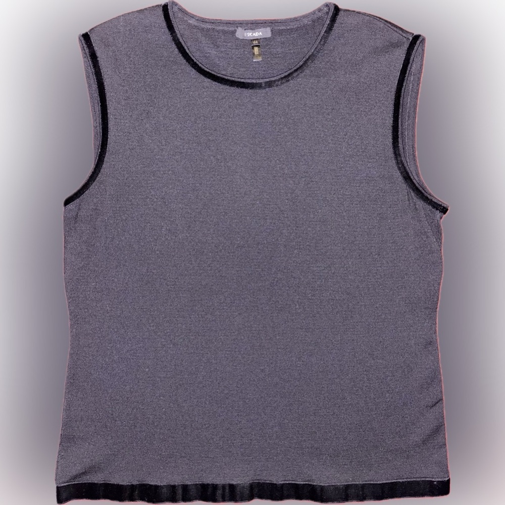 Vintage Escada Velvet Trim Sleeveless Top